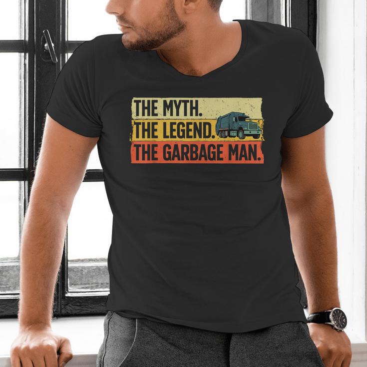Cool Garbage Man Art For Men Dad Father Garbage Dump Truck Men's V-Neck T-Shirt
