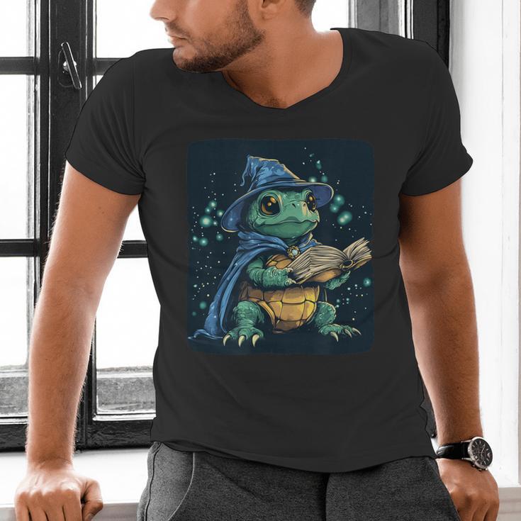 Cool Magical Book With Wizard Turtle For Adults And Kids Men's V-Neck T-Shirt