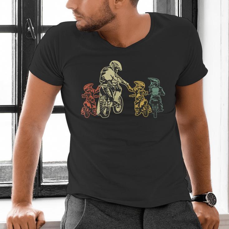 Cool Motocross Dirt Bike Biker Dad & Sons Father's Day Men's V-Neck T-Shirt