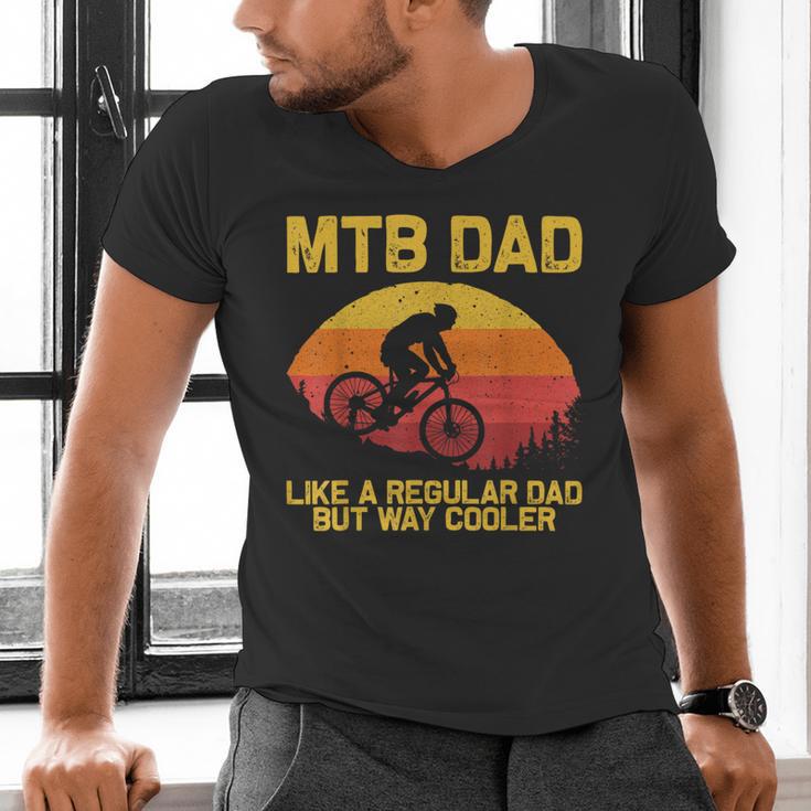 Cool Mountain Biking For Dad Father Biker MTB Bicycle Bike Men's V-Neck T-Shirt