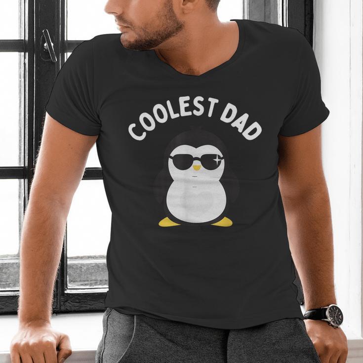 The Coolest Dad Cool Penguin By Dangerous Dad Men's V-Neck T-Shirt