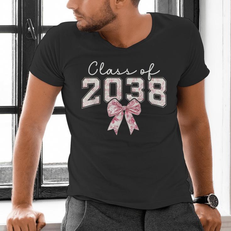 Coquette Bow Preppy Class Of 2038 Girly Girl 2038 Graduation Men's V-Neck T-Shirt