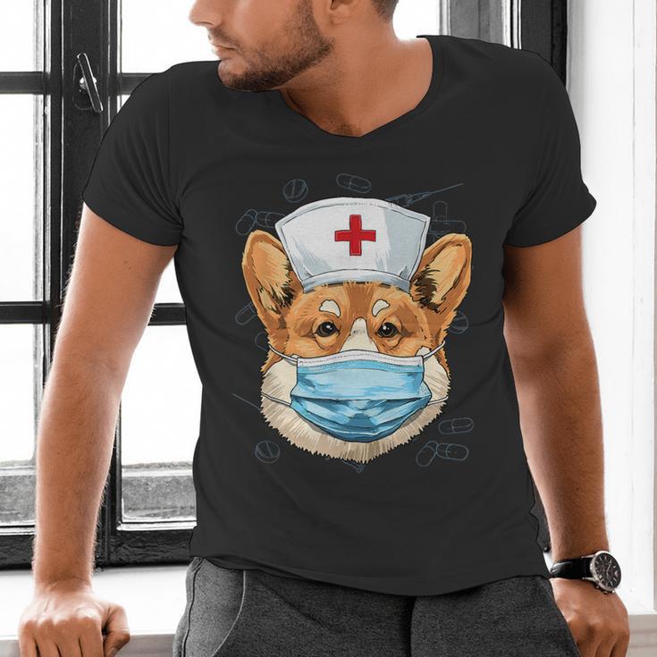Corgi Dog Nurse RN Nursing School Graduation Men's V-Neck T-Shirt