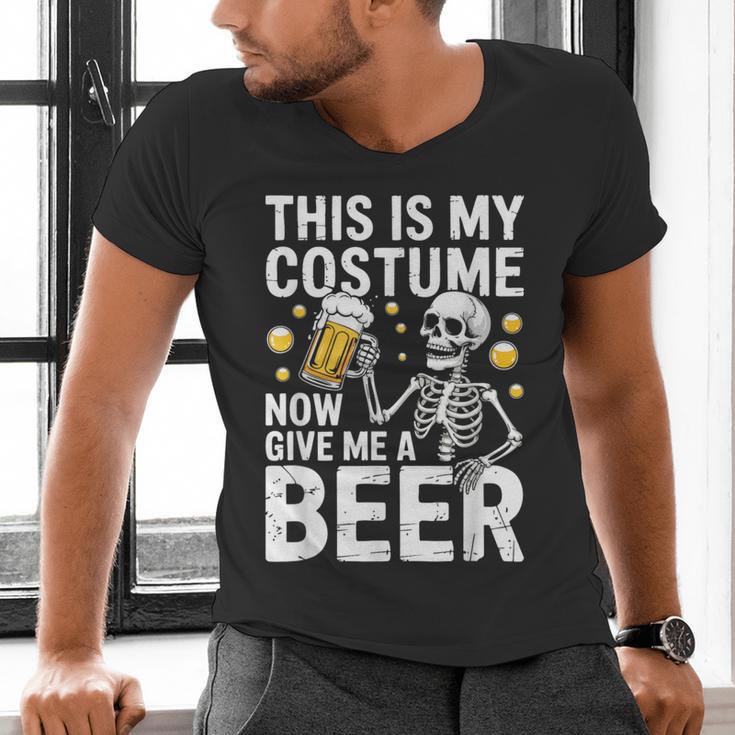 This Is My Costume Give Me A Beer Shirt Men Dad Halloween Men's V-Neck T-Shirt