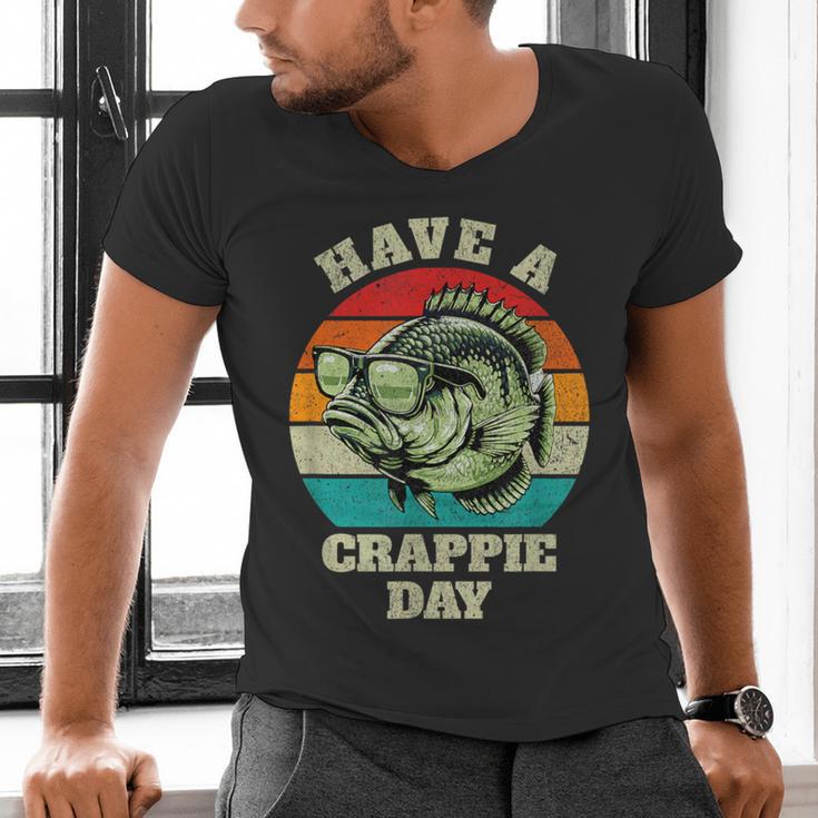 Have A Crappie Day Retro Fishing Sarcastic Dad Men's V-Neck T-Shirt
