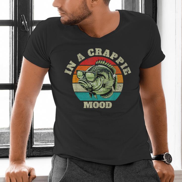 In A Crappie Mood Retro Fishing Sarcastic Dad Men's V-Neck T-Shirt