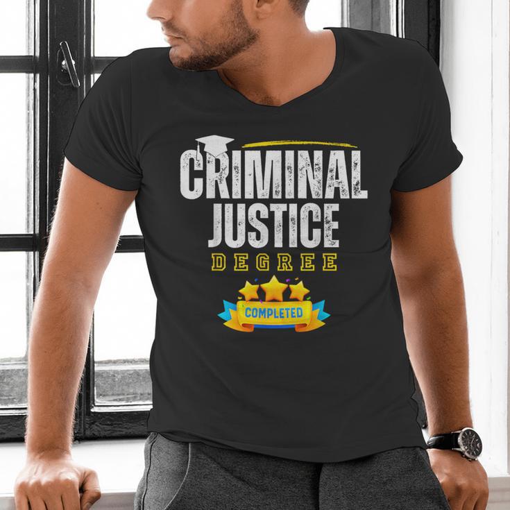 Criminal Justice Degree Graduation Senior Celebration Grad Men's V-Neck T-Shirt