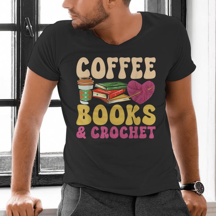 Crochet Coffee Reading Books Crocheter Crocheting Men's V-Neck T-Shirt Crochet Coffee Reading Books Crocheter Crocheting Men's V-Neck T-Shirt