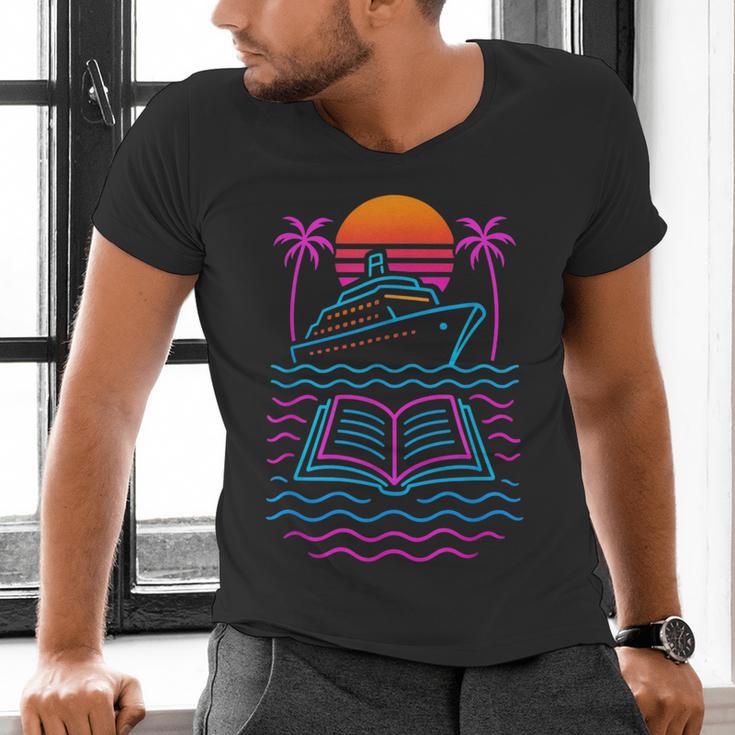 Cruise Ship Vacations Reading Book Lovers Sunset Men's V-Neck T-Shirt
