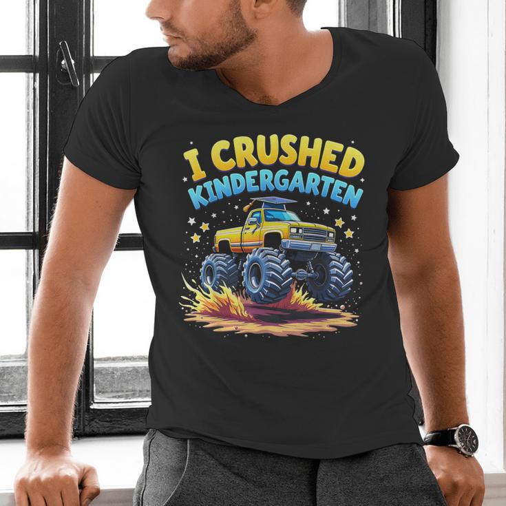 I Crushed Kindergarten Monster Truck Graduation Boys Kids Men's V-Neck T-Shirt