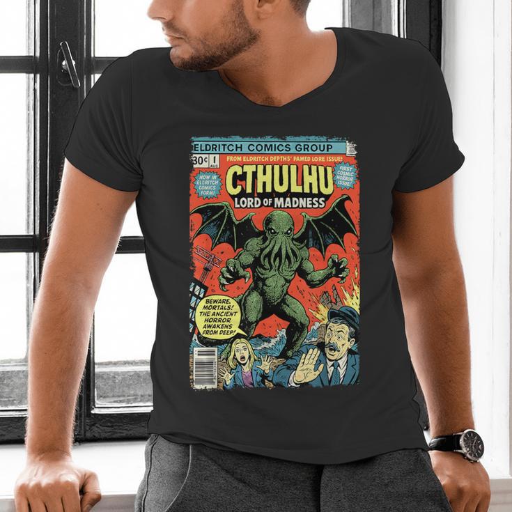 Cthulhu Lord Of Madness Vintage Comic Book Cover Men's V-Neck T-Shirt Cthulhu Lord Of Madness Vintage Comic Book Cover Men's V-Neck T-Shirt