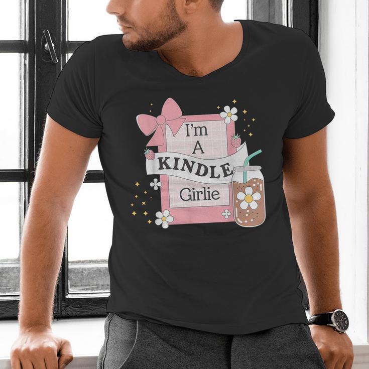 Cute Bookish Kindle Girlie Nerdy Read Book Lover Girl Women Men's V-Neck T-Shirt