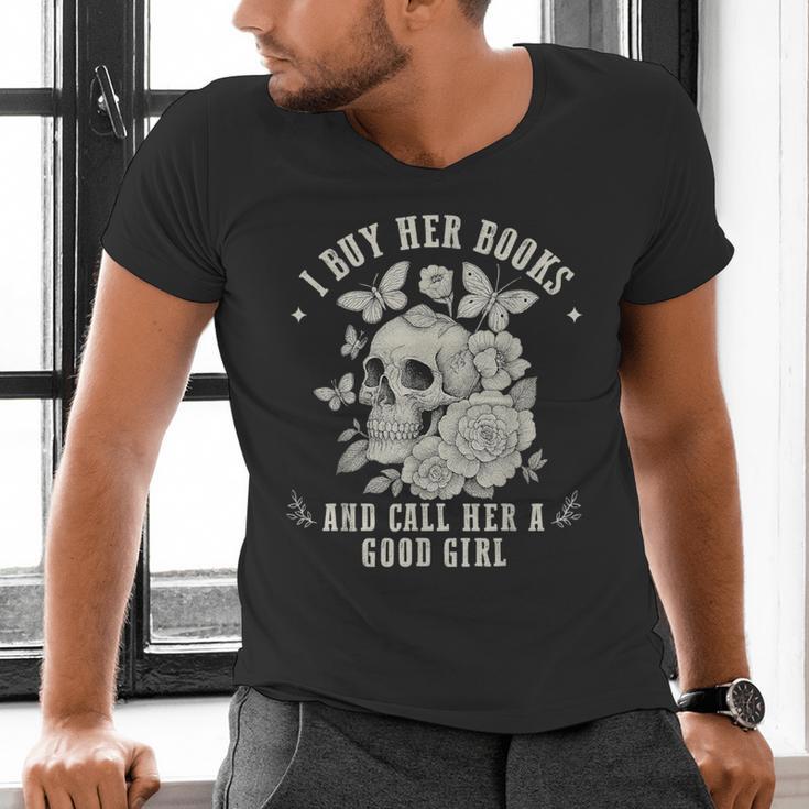 Cute I Buy Her Books And Call Her A Good Girl Book Lover Men's V-Neck T-Shirt Cute I Buy Her Books And Call Her A Good Girl Book Lover Men's V-Neck T-Shirt