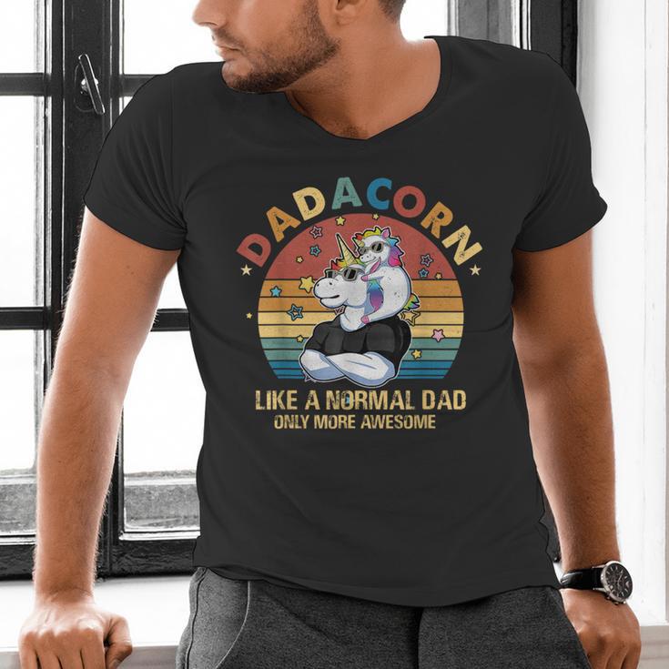 Cute Dadacorn Like A Normal Dad Only More Awesome Daddy Men's V-Neck T-Shirt