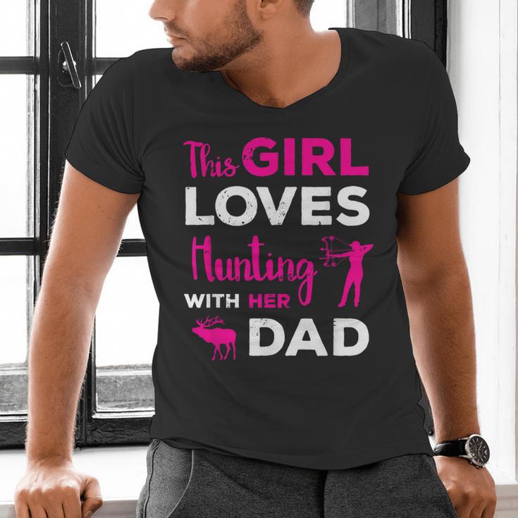 Cute Girls Hunting Dad Daughter Hunting Buddy Hunter Men's V-Neck T-Shirt Cute Girls Hunting Dad Daughter Hunting Buddy Hunter Men's V-Neck T-Shirt