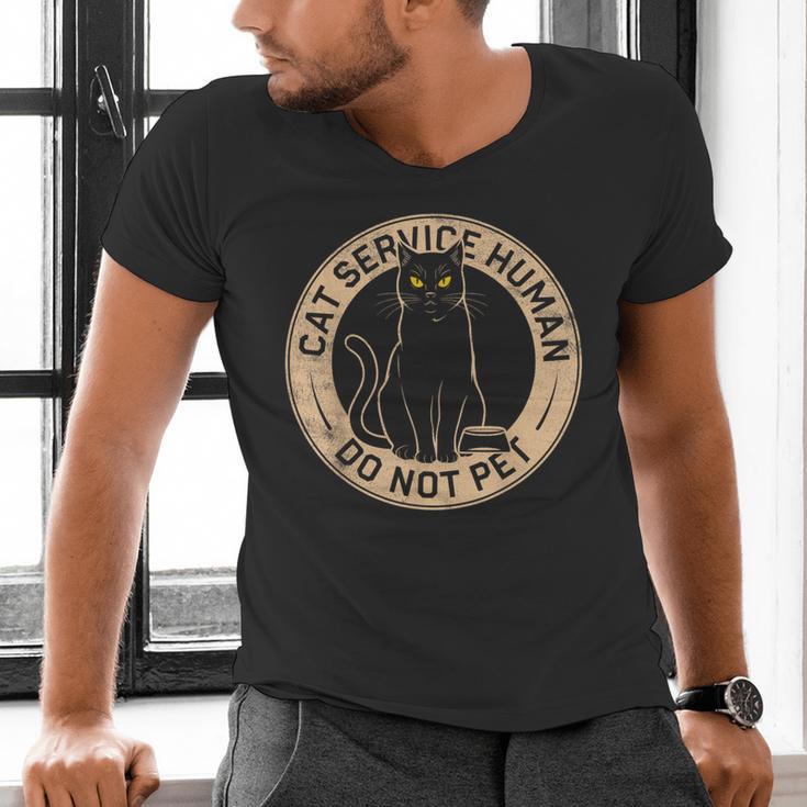 Cute Introvert Cat Service Human Do Not Pet Cat Joke Men's V-Neck T-Shirt Cute Introvert Cat Service Human Do Not Pet Cat Joke Men's V-Neck T-Shirt