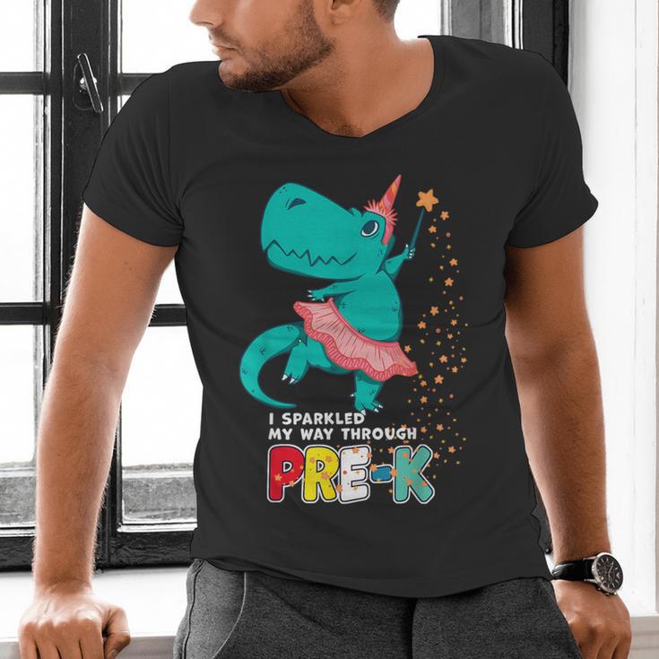Cute Magical Ballerina Dino Unicorn Pre-K Graduation Men's V-Neck T-Shirt