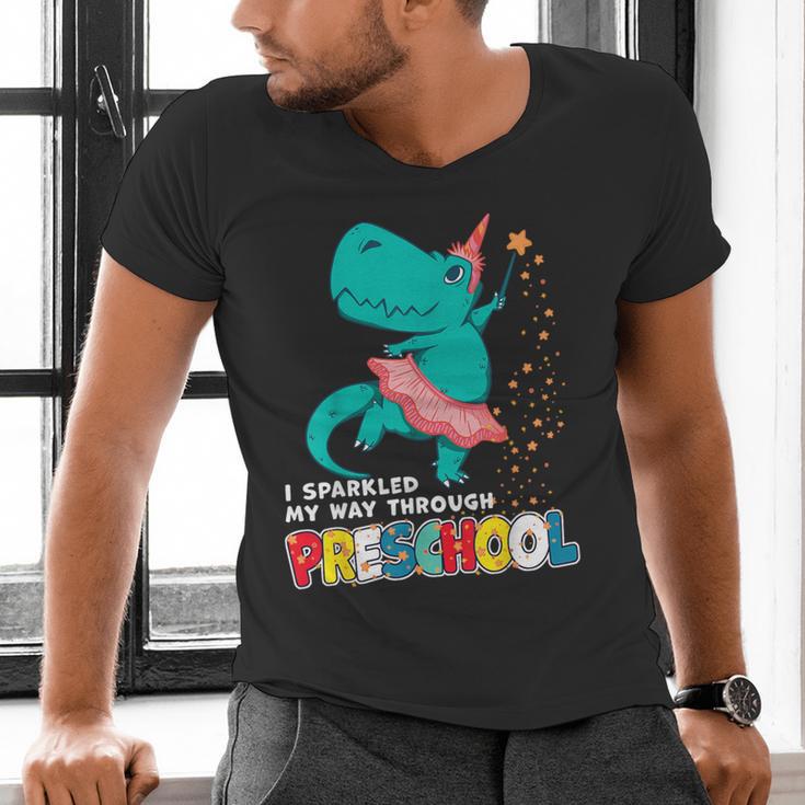 Cute Magical Ballerina Dino Unicorn Preschool Graduation Men's V-Neck T-Shirt