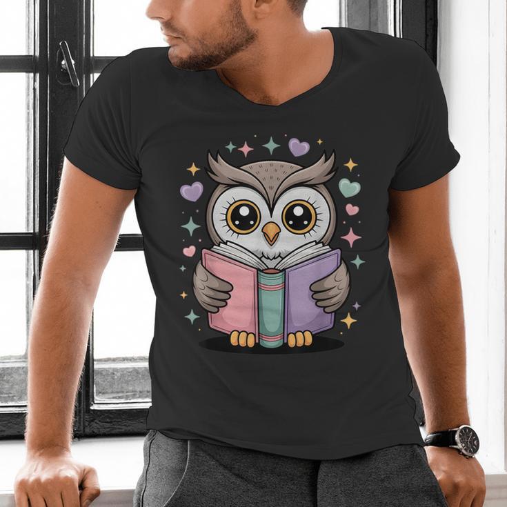 Cute Reading Owl Book Lover Teacher Librarian Bookworm Men's V-Neck T-Shirt Cute Reading Owl Book Lover Teacher Librarian Bookworm Men's V-Neck T-Shirt