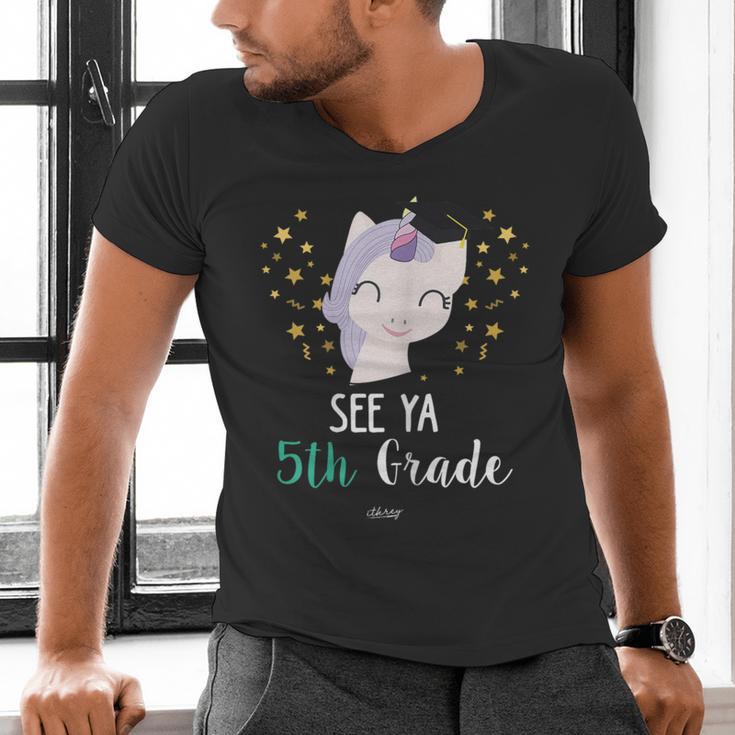 Cute Unicorn See Ya 5th Grade Graduation Shirt Men's V-Neck T-Shirt
