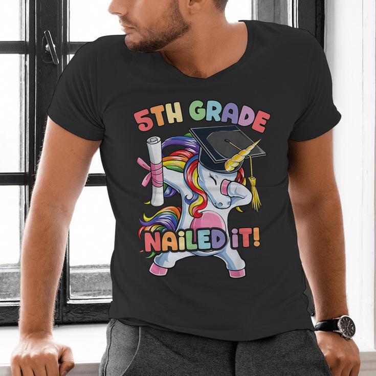 Dabbing 5th Grade Unicorn Graduation Class Of 2020 Nailed It Men's V-Neck T-Shirt