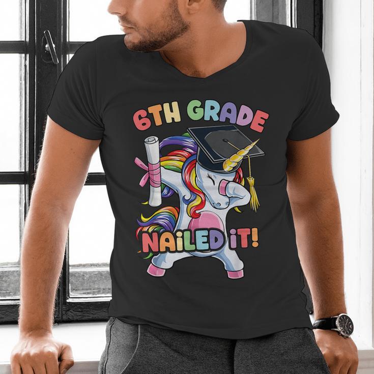Dabbing 6th Grade Unicorn Graduation Class Of 2020 Nailed It Men's V-Neck T-Shirt