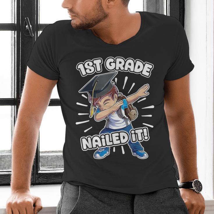 Dabbing Graduation Boy 1st Grade Class Of 2021 Nailed It Men's V-Neck T-Shirt