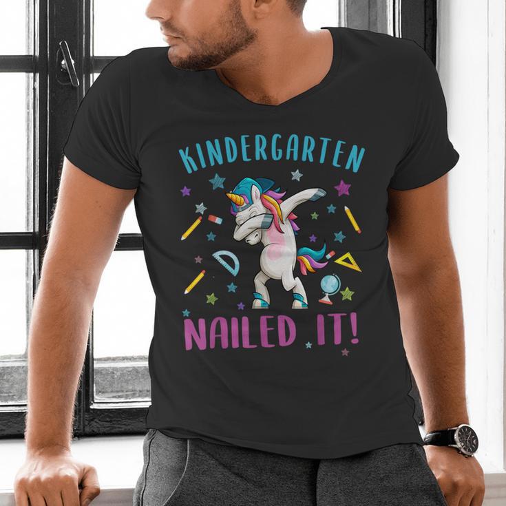 Dabbing Kindergarten Unicorn Graduation Class 2021 Nailed It Men's V-Neck T-Shirt