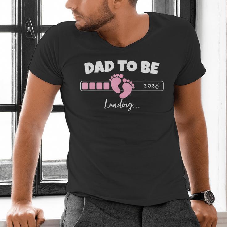 Dad To Be 2026 Loading Pink Little Girl Pregnancy Reveal Men's V-Neck T-Shirt