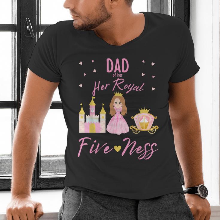 Dad 5th Birthday Her Royal Fiveness Princess Matching Men's V-Neck T-Shirt
