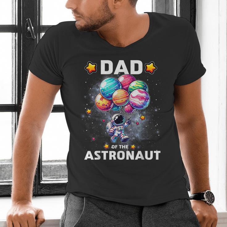 Dad Of The Astronaut Space Theme First Birthday Party Men's V-Neck T-Shirt
