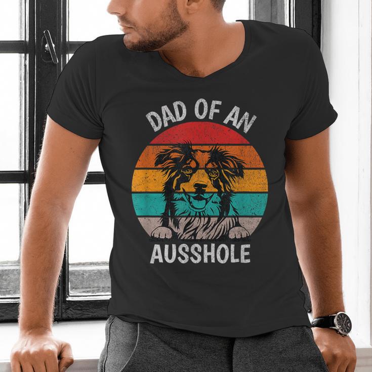 Dad Of An Ausshole Australian Shepherd Aussie Men's V-Neck T-Shirt