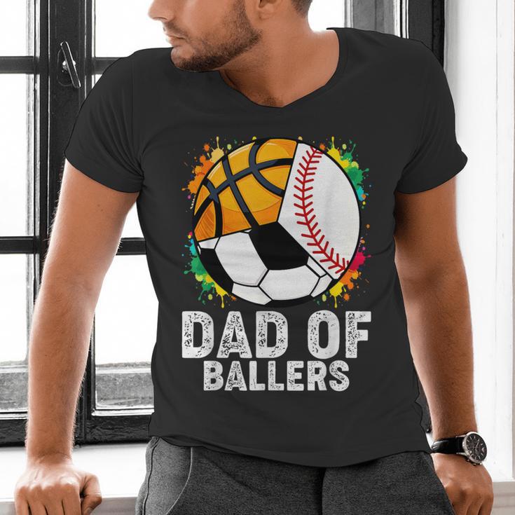 Dad Of Ballers Baseball Soccer Basketball Dad Men's V-Neck T-Shirt