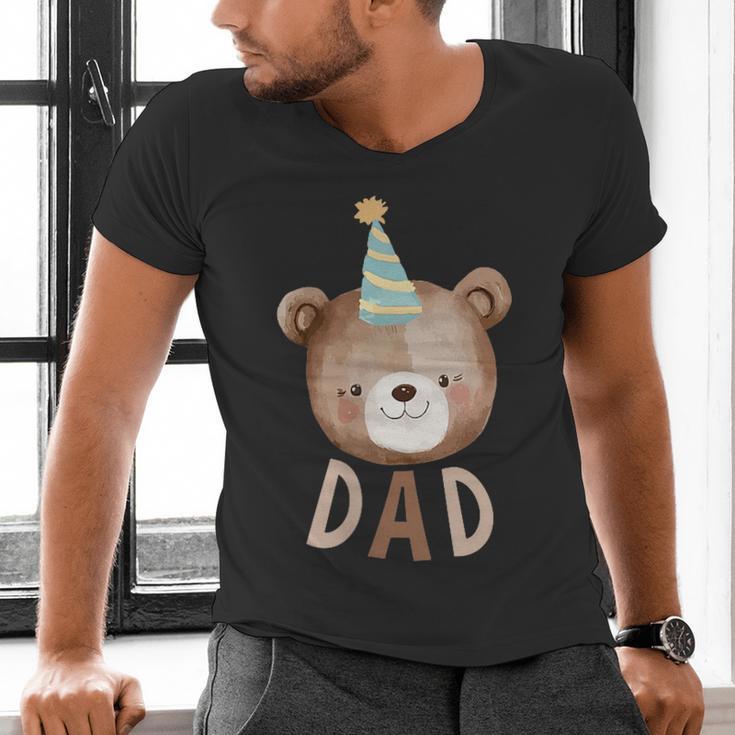 Dad Bear 1st Birthday Beary First Birthday Matching Family Men's V-Neck T-Shirt