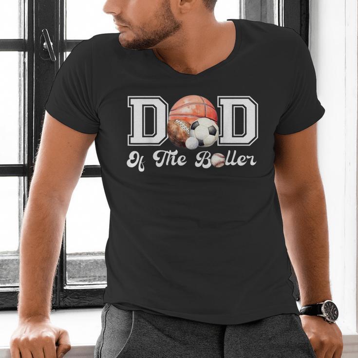 Dad Of The Birthday Boller Born 2 Ball Matching Family Party Men's V-Neck T-Shirt