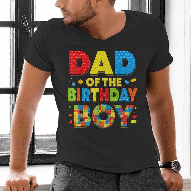 Dad Of The Birthday Boy Building Block Birthday Men's V-Neck T-Shirt