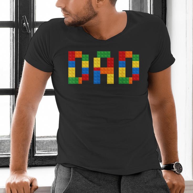 Dad Of The Birthday Boy Building Blocks Bricks Builder Men's V-Neck T-Shirt