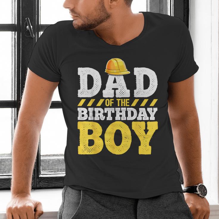 Dad Of The Birthday Boy Construction Birthday Party Hat Men Men's V-Neck T-Shirt