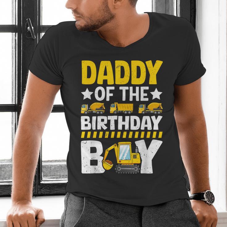 Dad Of The Birthday Boy Construction Theme Party Matching Men's V-Neck T-Shirt