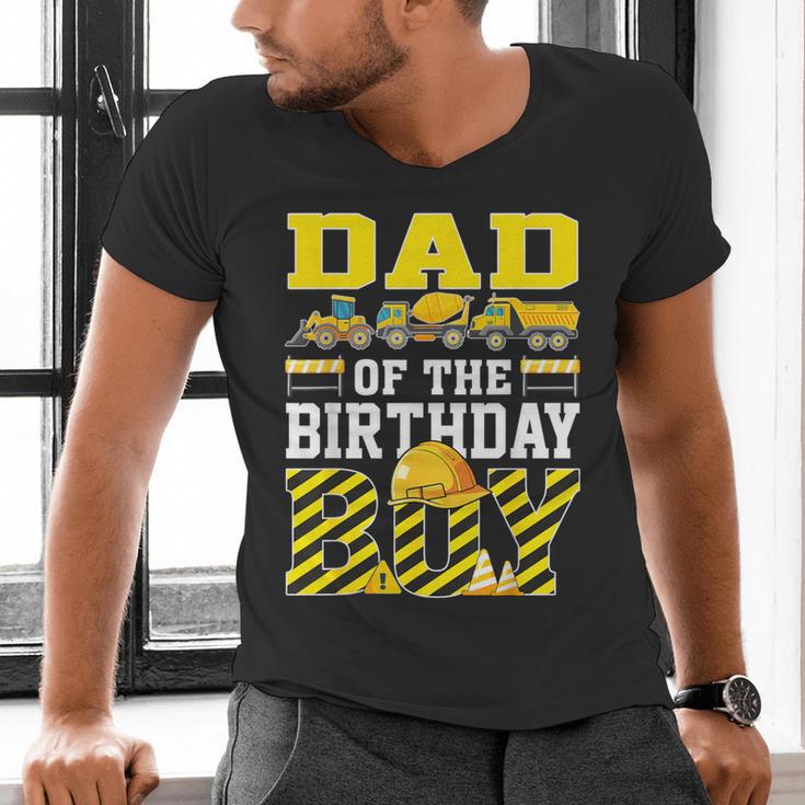 Dad Of The Birthday Boy Construction Truck Men's V-Neck T-Shirt
