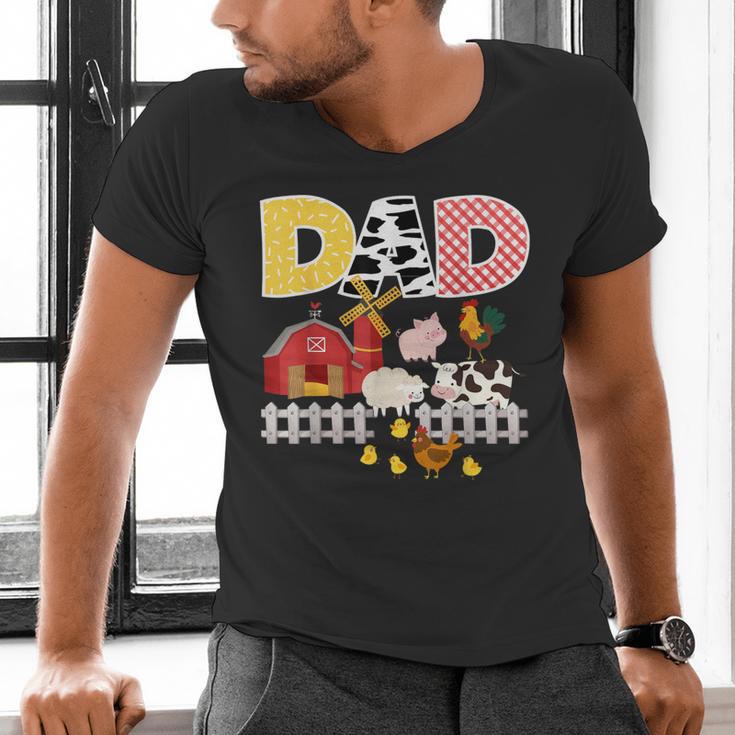 Dad Birthday Boy Farm Animal Farming Farmer Family B-Day Men's V-Neck T-Shirt