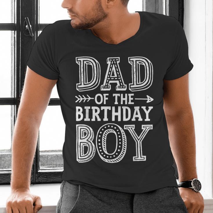 Dad Of The Birthday Boy Father Papa Family Matching Men's V-Neck T-Shirt