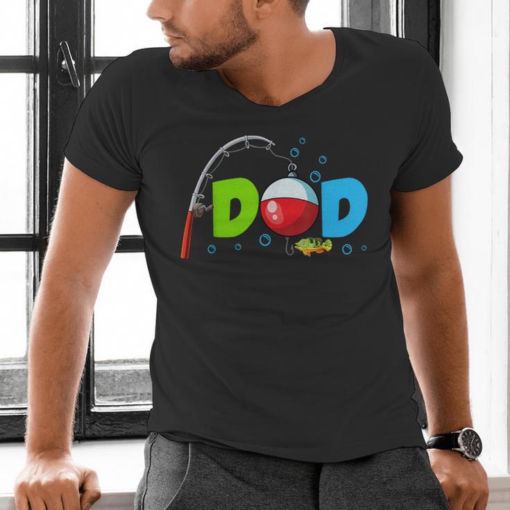Dad Of The Birthday Boy Birthday Fishing Family Men's V-Neck T-Shirt