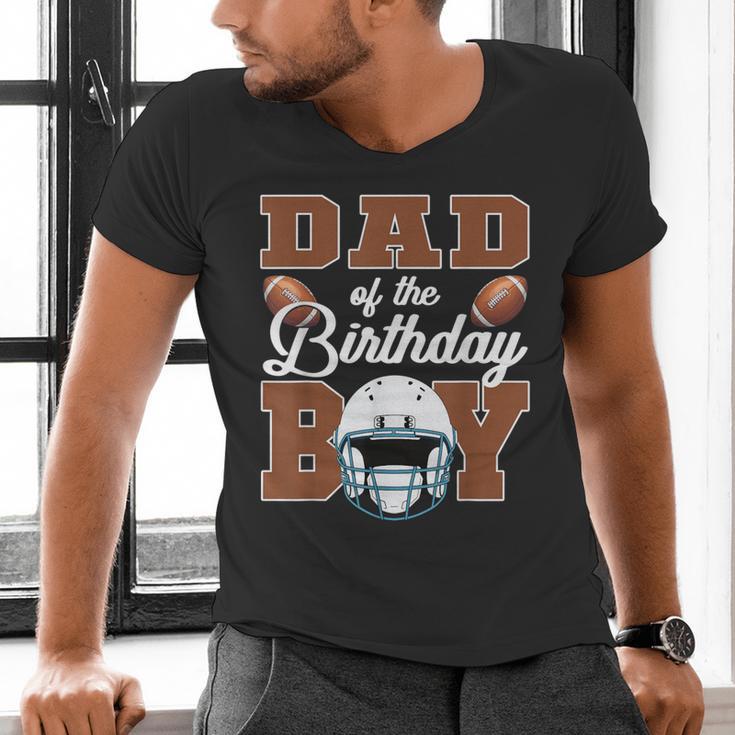 Dad Of The Birthday Boy Football Party Family Matching Men's V-Neck T-Shirt