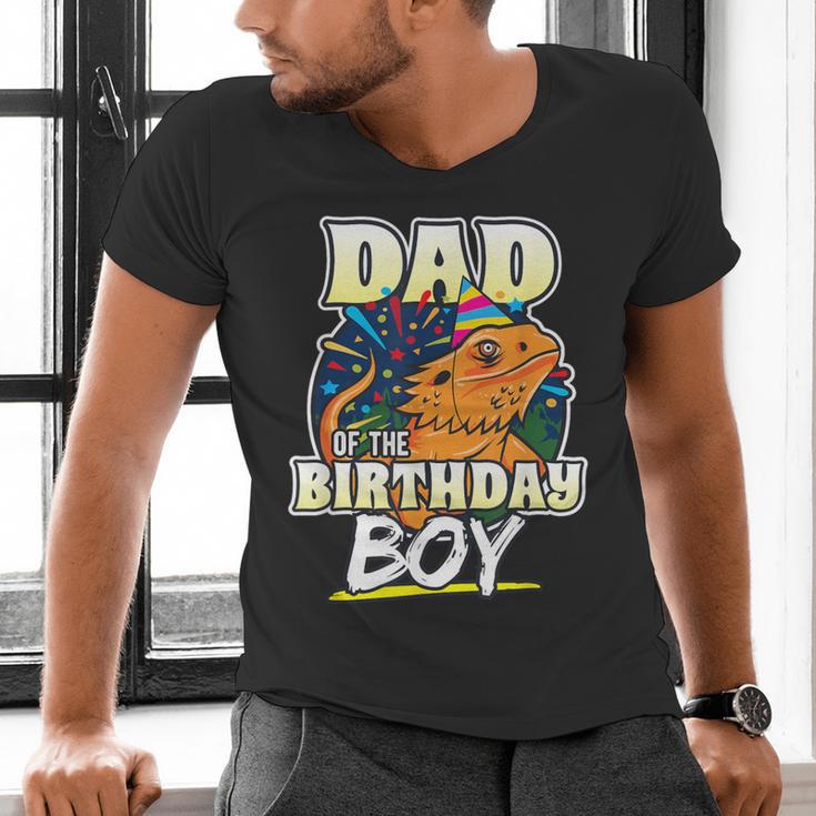 Dad Of Birthday Boy Kids Reptile Birthday Party Men's V-Neck T-Shirt Dad Of Birthday Boy Kids Reptile Birthday Party Men's V-Neck T-Shirt