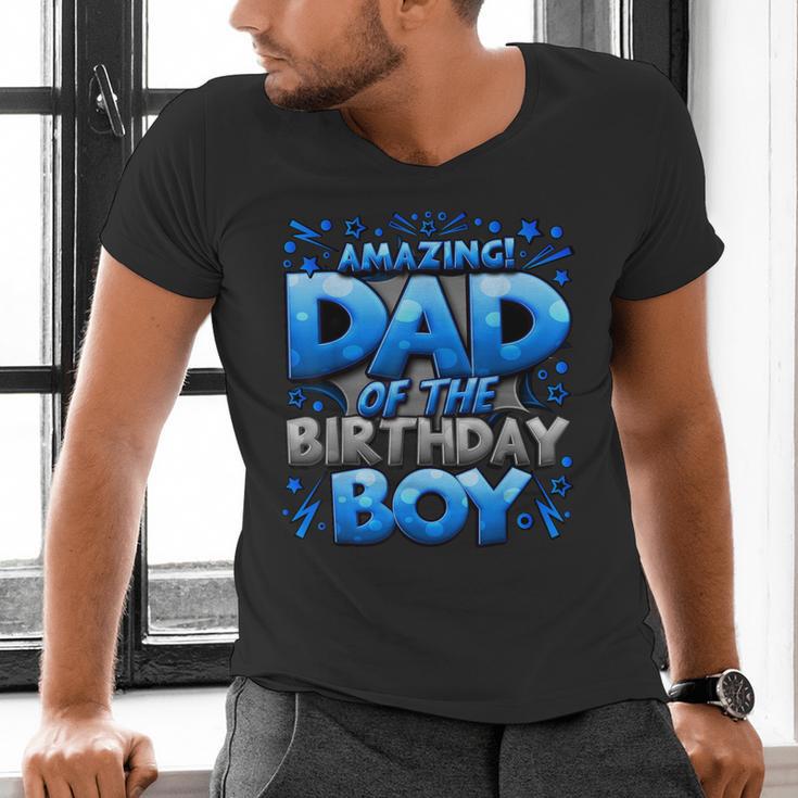 Dad Of The Birthday Boy Matching Family Father Men's V-Neck T-Shirt