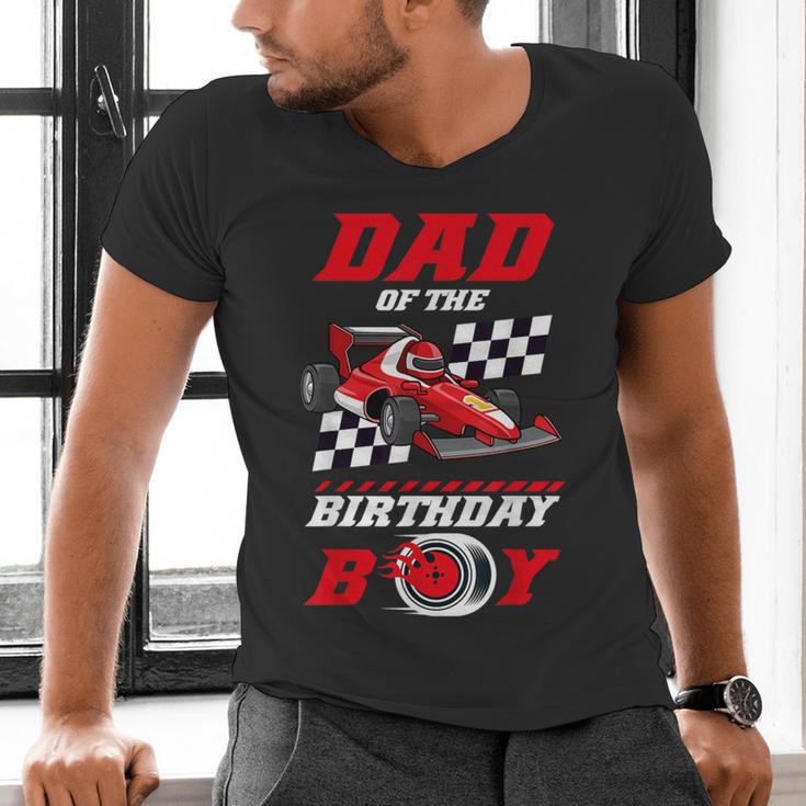 Dad Of The Birthday Boy Pit Crew Race Car Matching Family Men's V-Neck T-Shirt