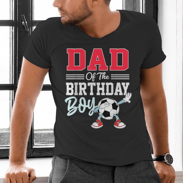 Dad Of The Birthday Boy Shirt Soccer Party Family Daddy Men's V-Neck T-Shirt