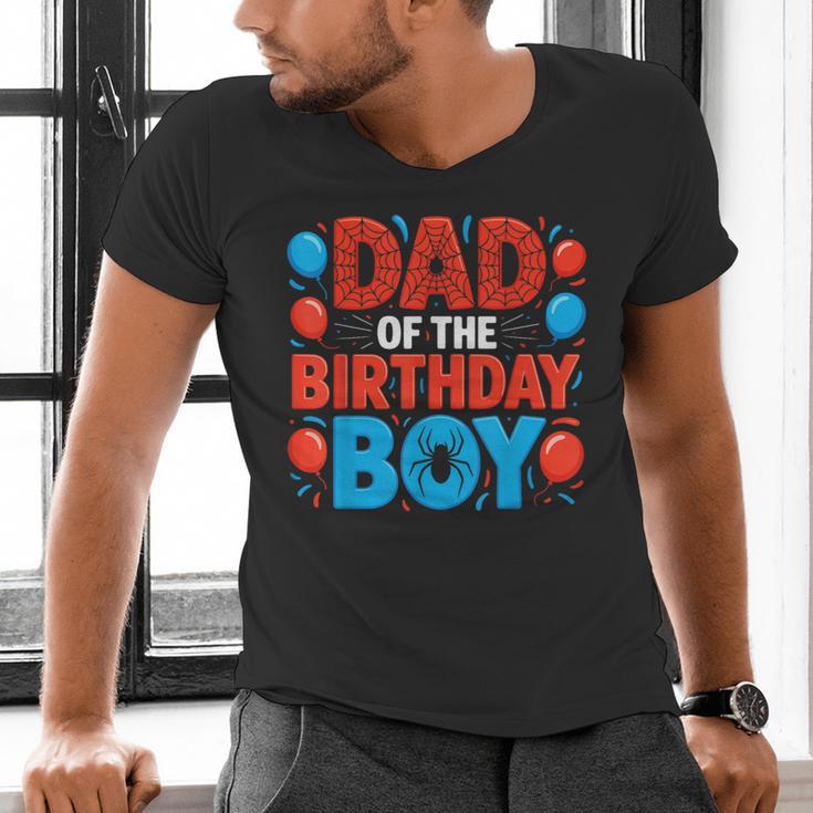 Dad Of The Birthday Boy Spider Web Party Men's V-Neck T-Shirt