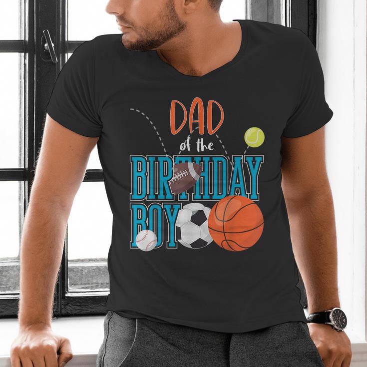 Dad Of The Birthday Boy Sports Matching Family Men's V-Neck T-Shirt